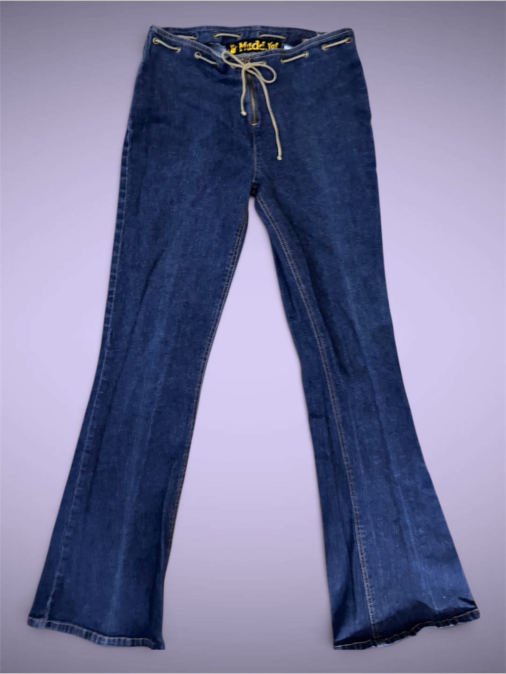 DRAWSTRING WAISTBAND MUDD Y2K FLARE DARK WASH JEANS 🦋🩵